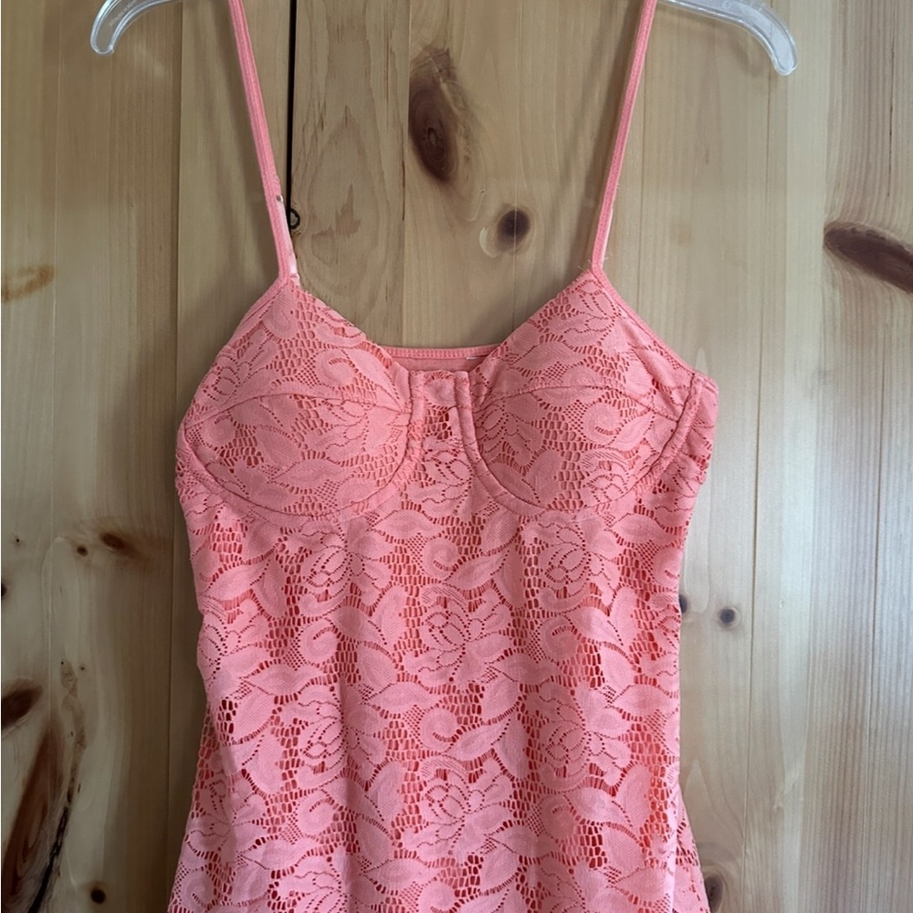 Pink Lace Spaghetti Strap Top